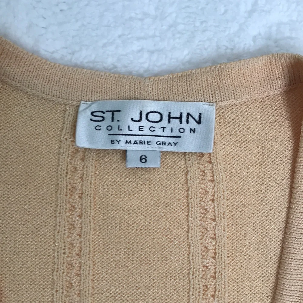 St. John Collection by Marie Gray Open Knit Cardigan Peach - Picture 4 of 6